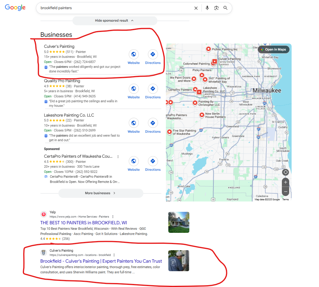 Culver's Painting #1 Google Ranking in Brookfield